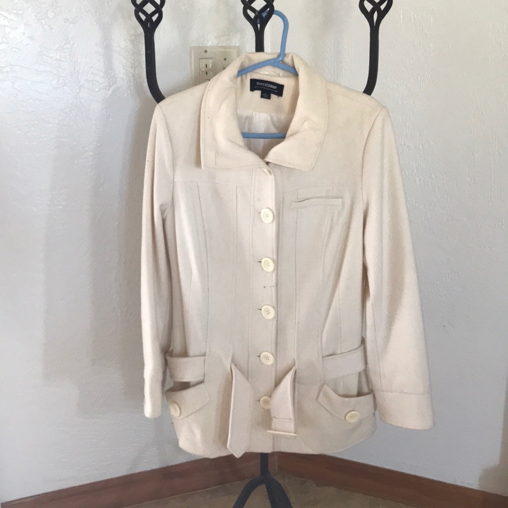 Cream colored dress coat from Coffeeshop NY